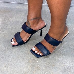 Square front open toe Velcro strap sandal